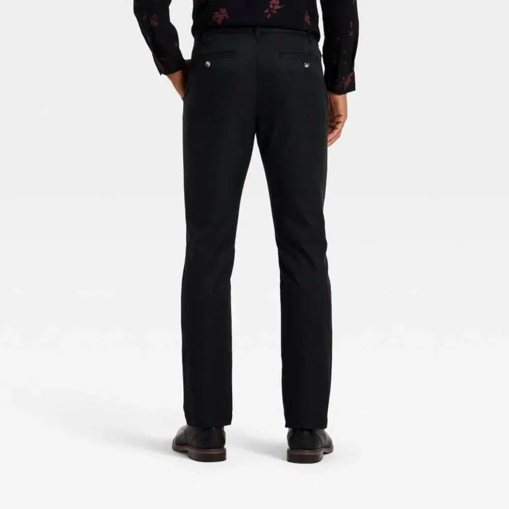 Men's Slim Straight Fit Trousers - Goodfellow & Co Black 34x30